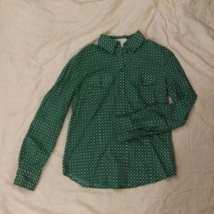 Michael Kors Green Button Down Top